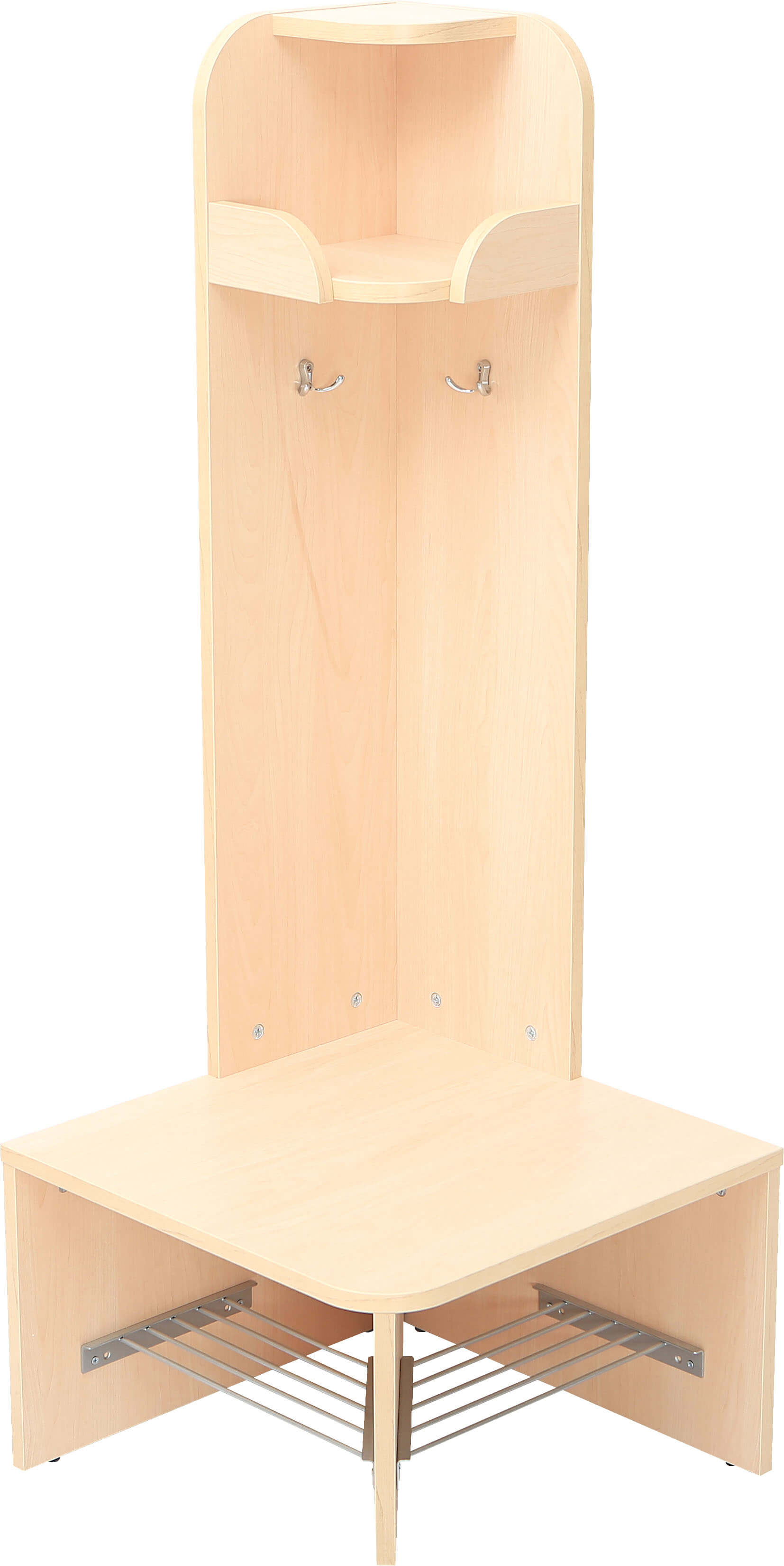 2er-Eck-Abschluss-Garderobe Mariposa mit Bank - Sitzhöhe 32,5cm - Fachbreite 19cm