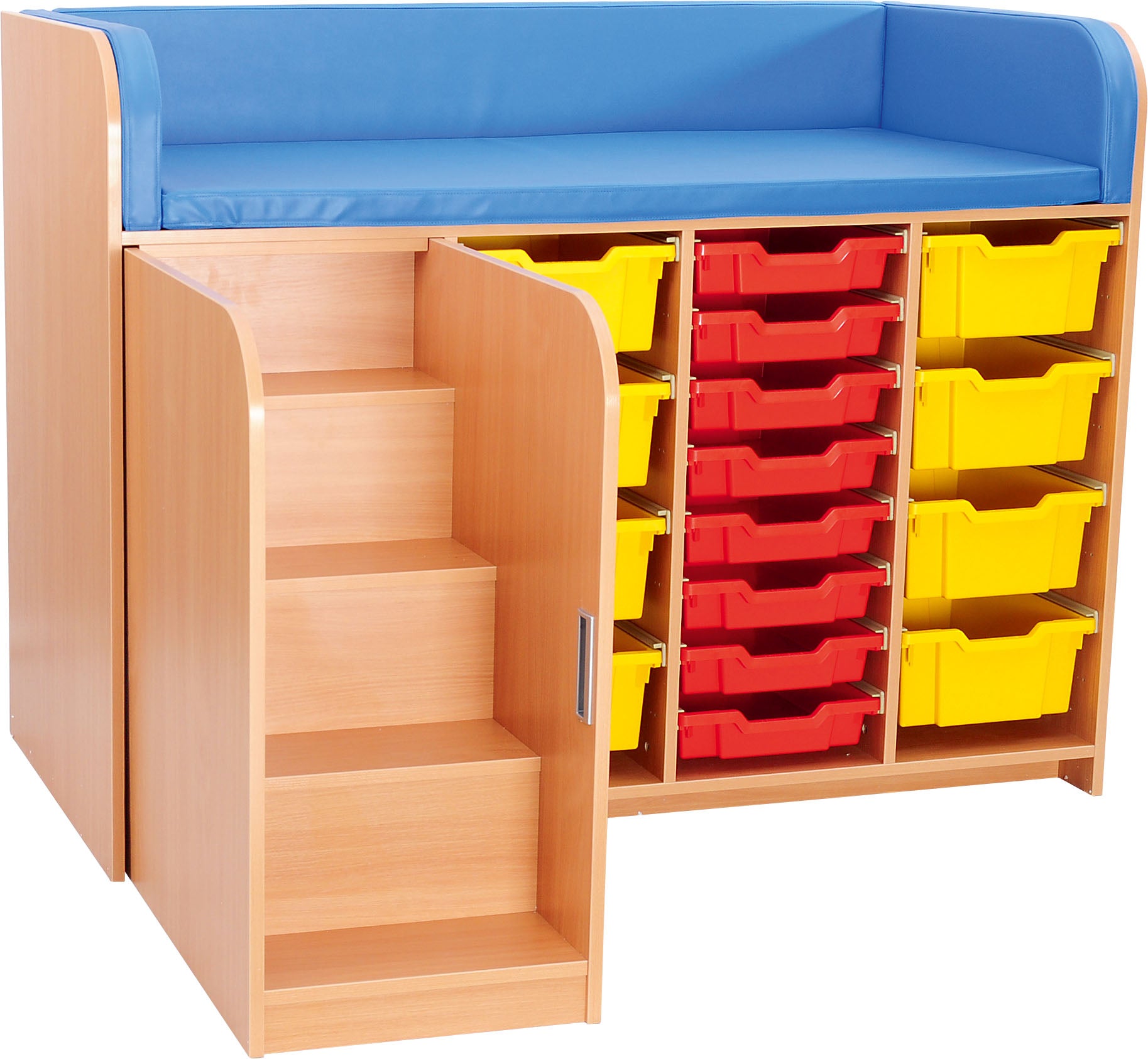 Große Wickelkommode inkl. Wickelauflage (ohne Container) - Treppe links