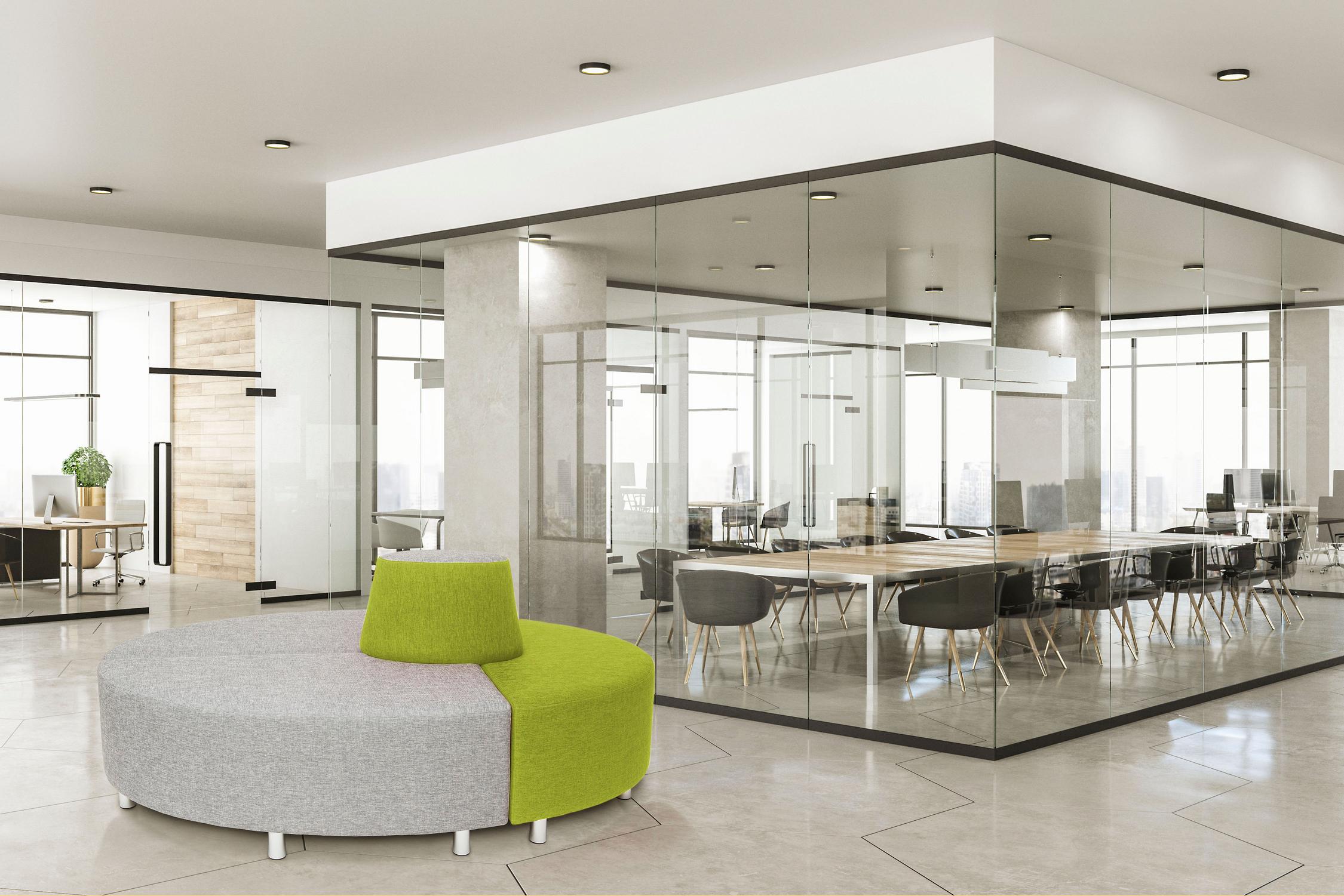 Sitzlandschaft Sofa Foyer – Oval, Hellgrau-Hellgrün, Modern