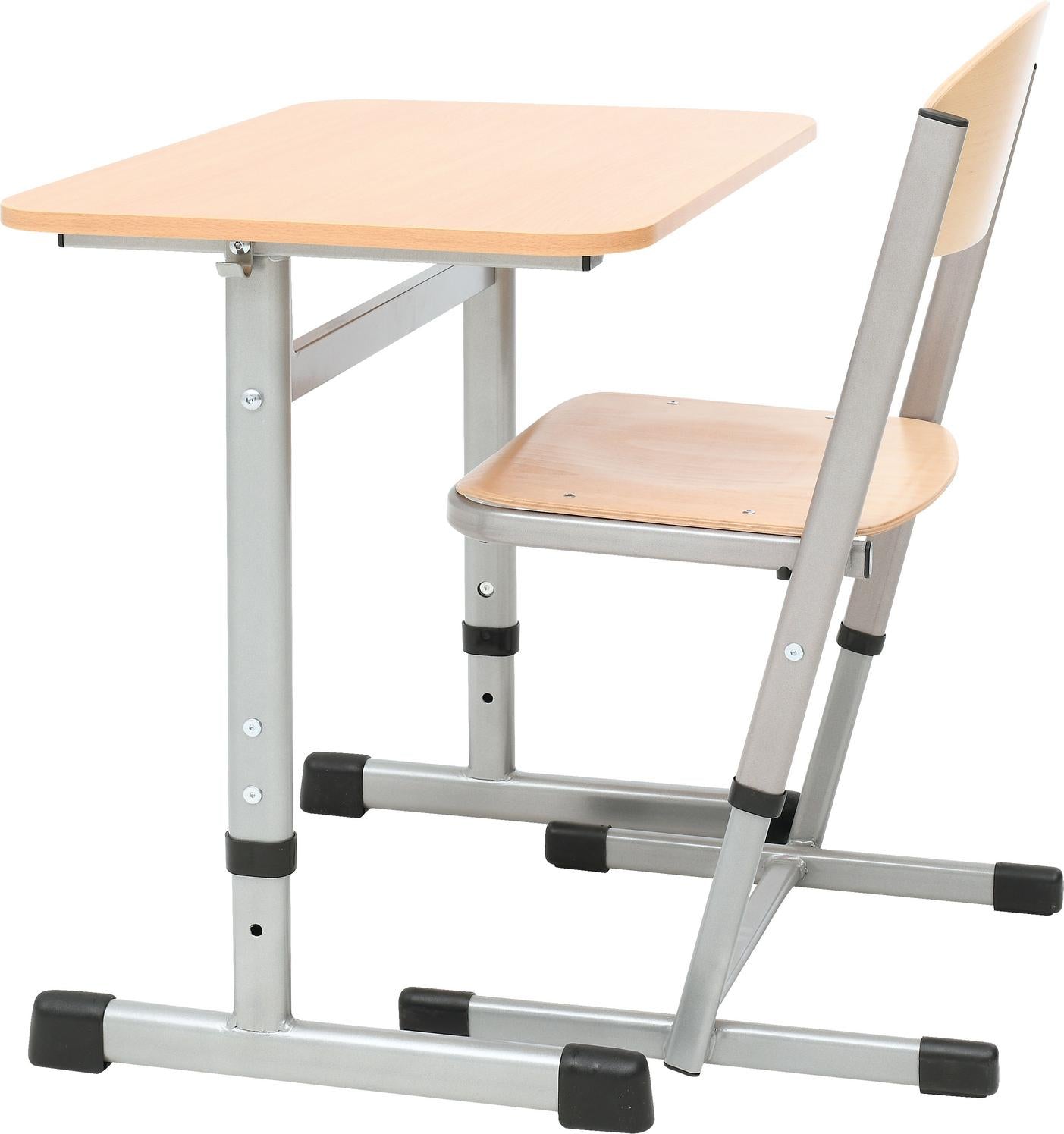 Einzeltisch mit Stuhl für Schüler im Klassenzimmer.