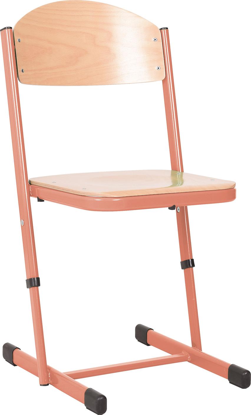 Schüler-Kufenstuhl, ergonomisch, Holzsitz, stabiles Metallgestell, Kunststoffgleiter.