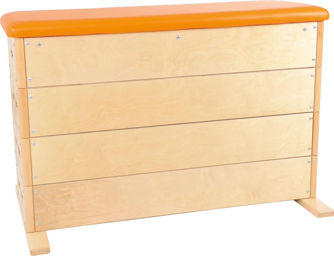 Sprungkasten für Turnhalle, stabil und höhenverstellbar, 4-teilig.