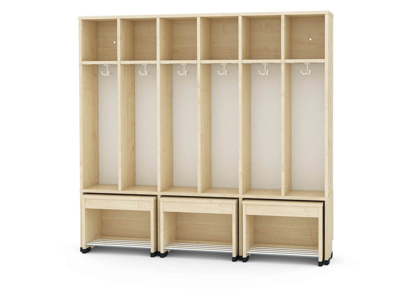 6er-Garderobe mit ausziehbarer Bank H=31cm Bubble-Flex-Serie