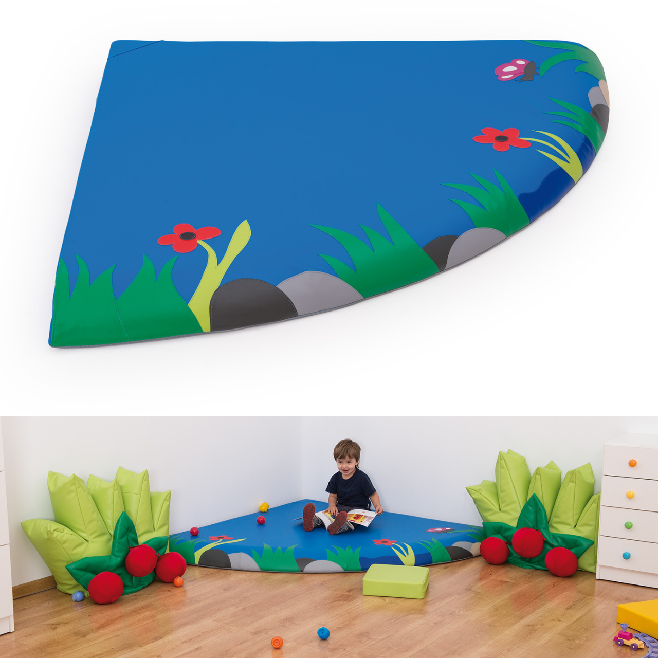 Eck-Spielmatte Weide 150cm x 150cm x 10cm