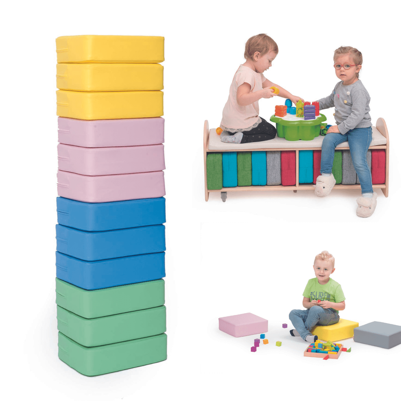 12 x Rechteckiges Sitzkissen(30x20x8cm) aus Kunstleder mit Sitzbank - versch. Farben