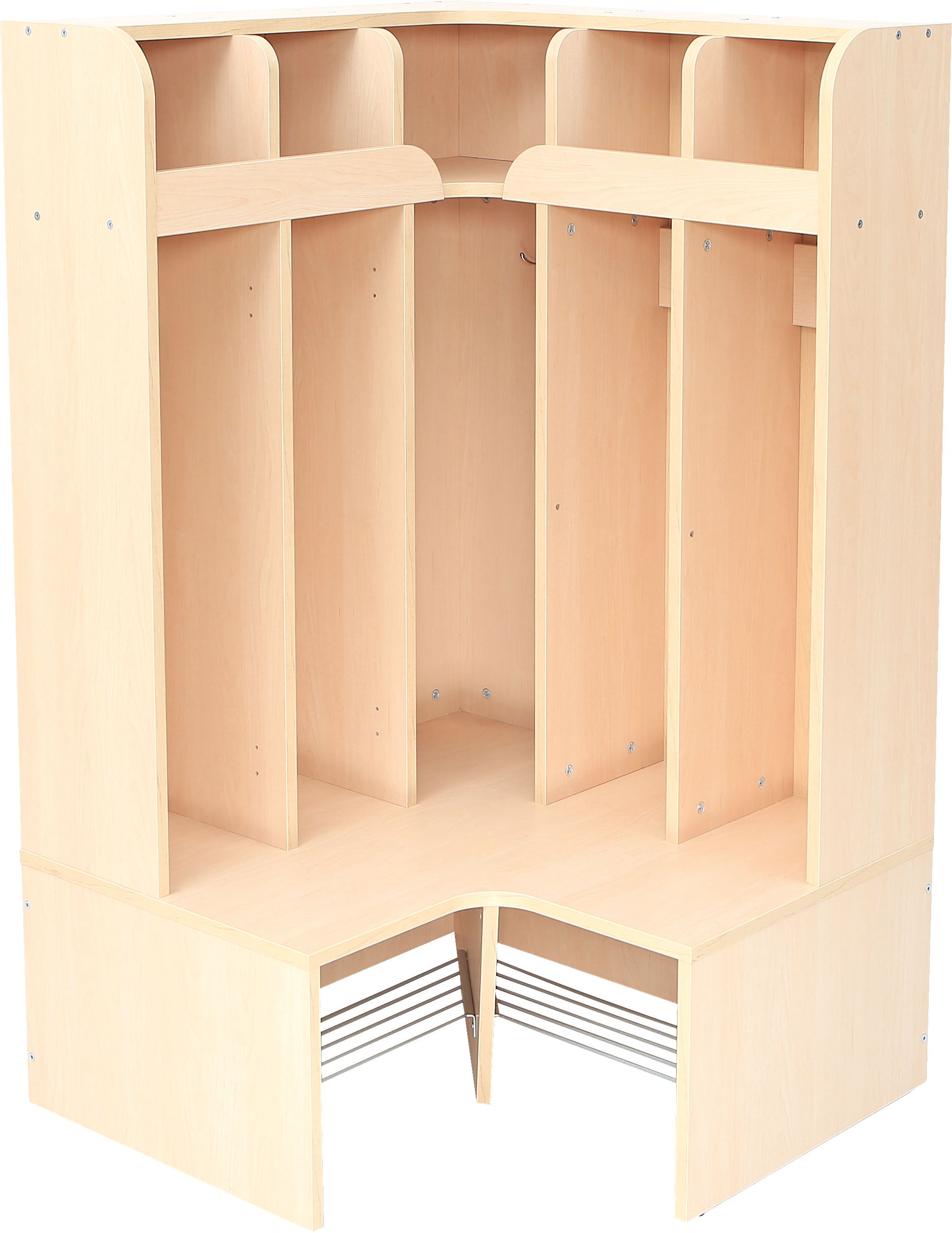 6er-Eck-Garderobe Mariposa mit Bank - Sitzhöhe 26cm - Fachbreite 19cm
