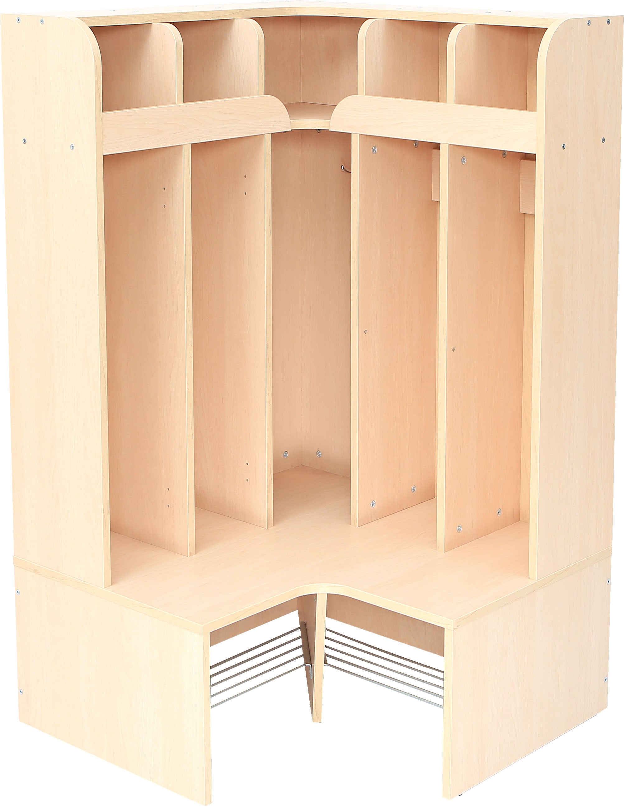 6er-Eck-Garderobe Mariposa mit Bank - Sitzhöhe 32,5cm - Fachbreite 19cm