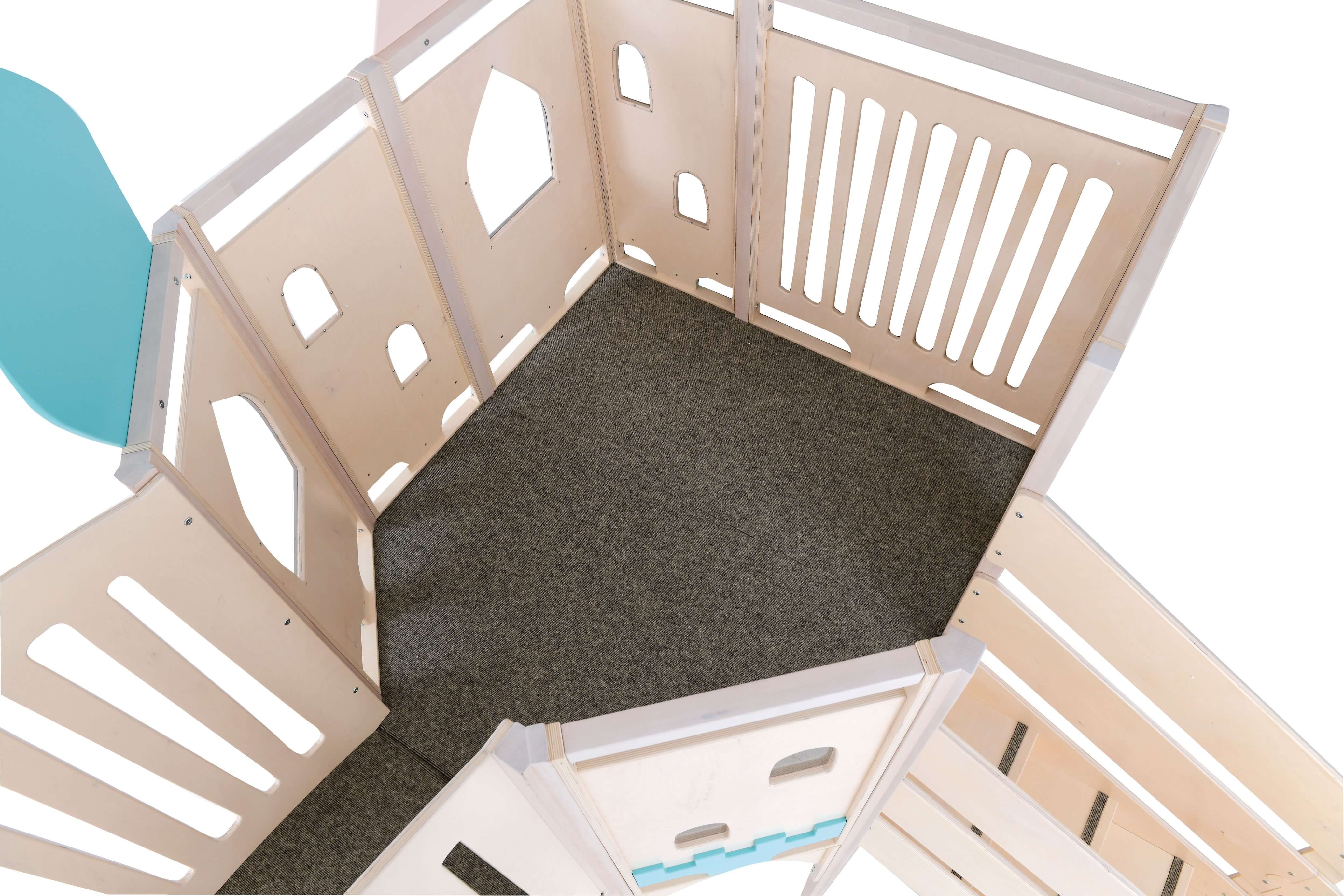 Detailansicht Kindergarten Spielburg Märchenschloss Teppichboden