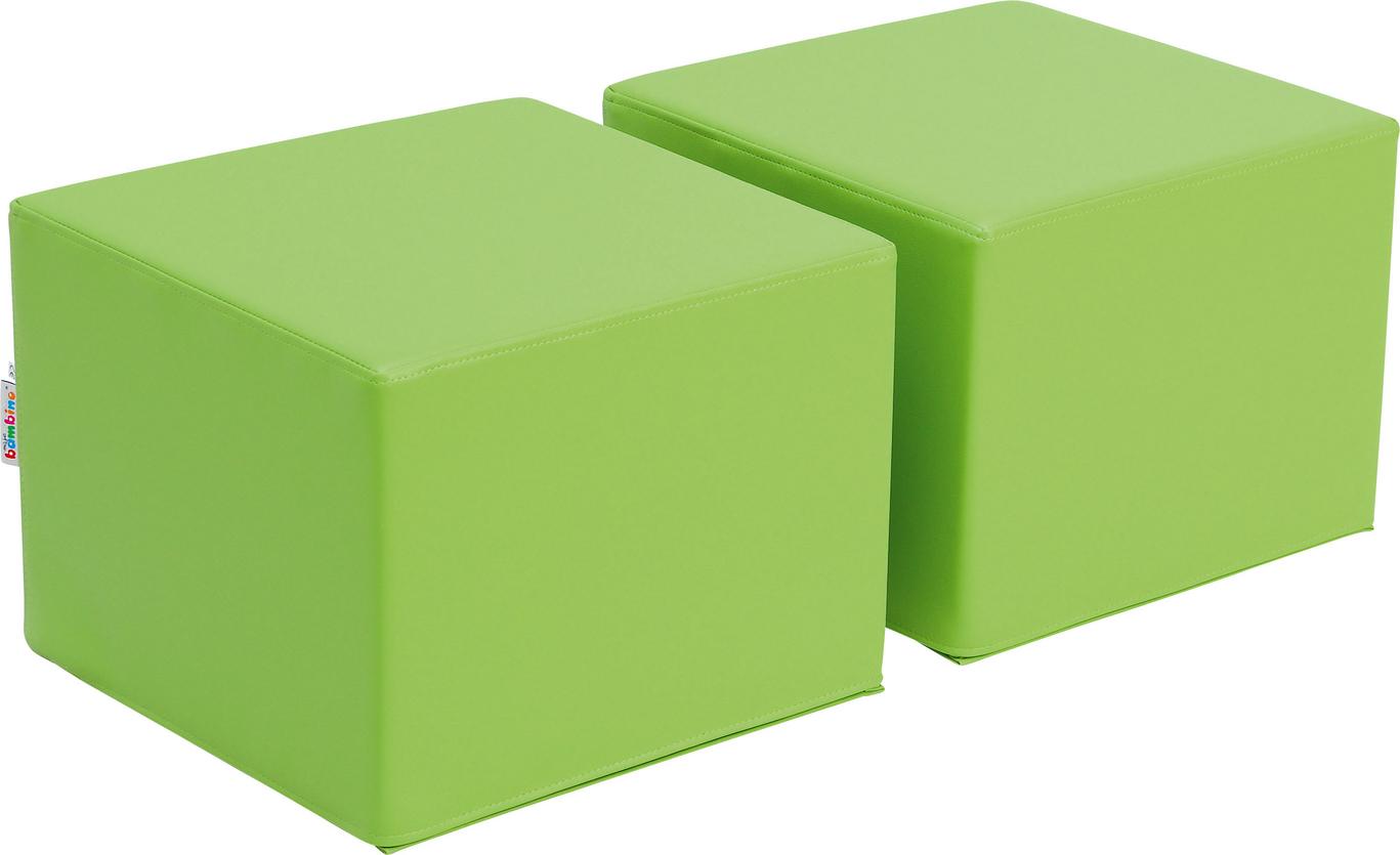 Grüne Sitze für Leseecke, passend zur Bücherkiste. - Produkt wird im Kindergarten oder Schule genutzt.