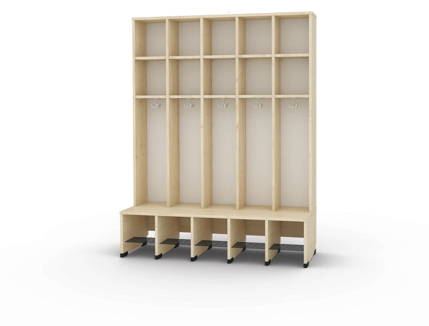 Maxi-Garderobe Bubble-Serie mit Bank, Konfigurierbar - versch. Farben. Geeignet für Kita, Kindergarten und Schule.