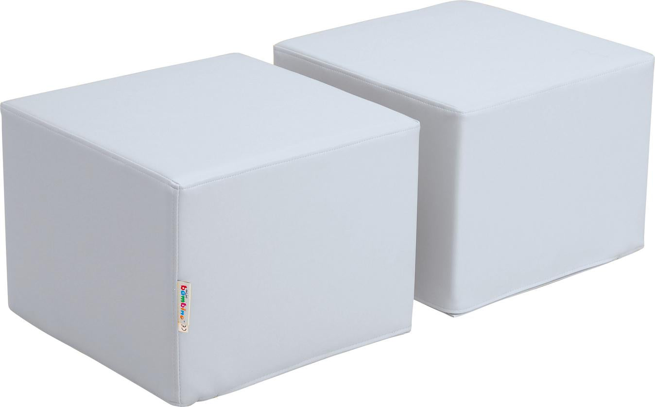 Sitz für Leseecke: Graue Würfelsitze für Kinder. - Produkt wird im Kindergarten oder Schule genutzt.