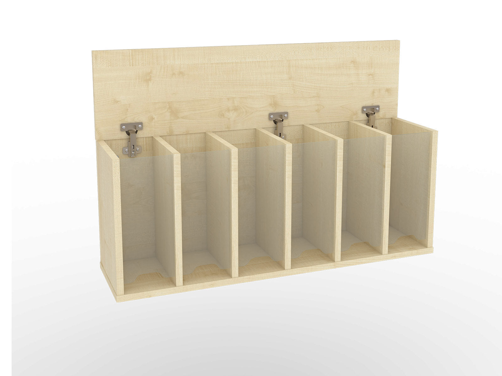 Windelregal für Wand aus Holz und Plexyglas. Geeignet für die Krippe, Kita & Kindergarten.