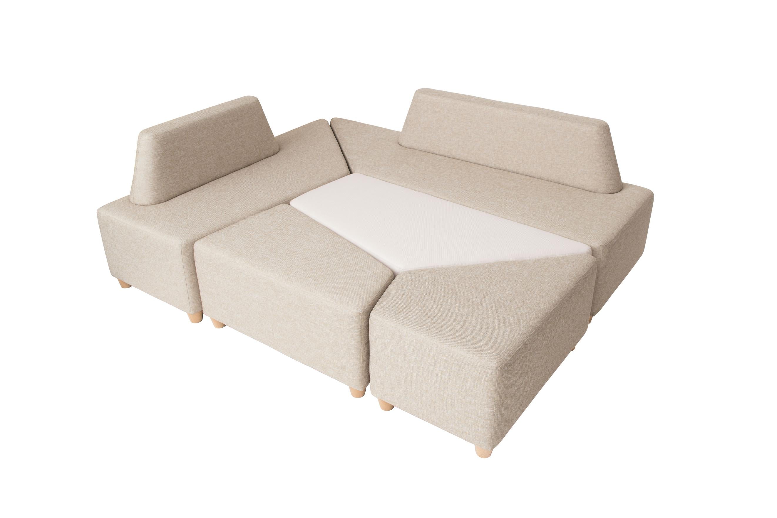 Beige Sitzlandschaft für Foyer mit robustem Gestell.