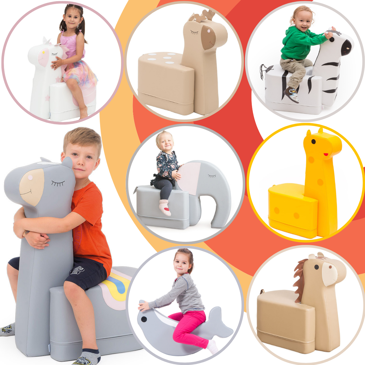 Sitz aus Schaumstoff in verschiedenen Tierdesigns