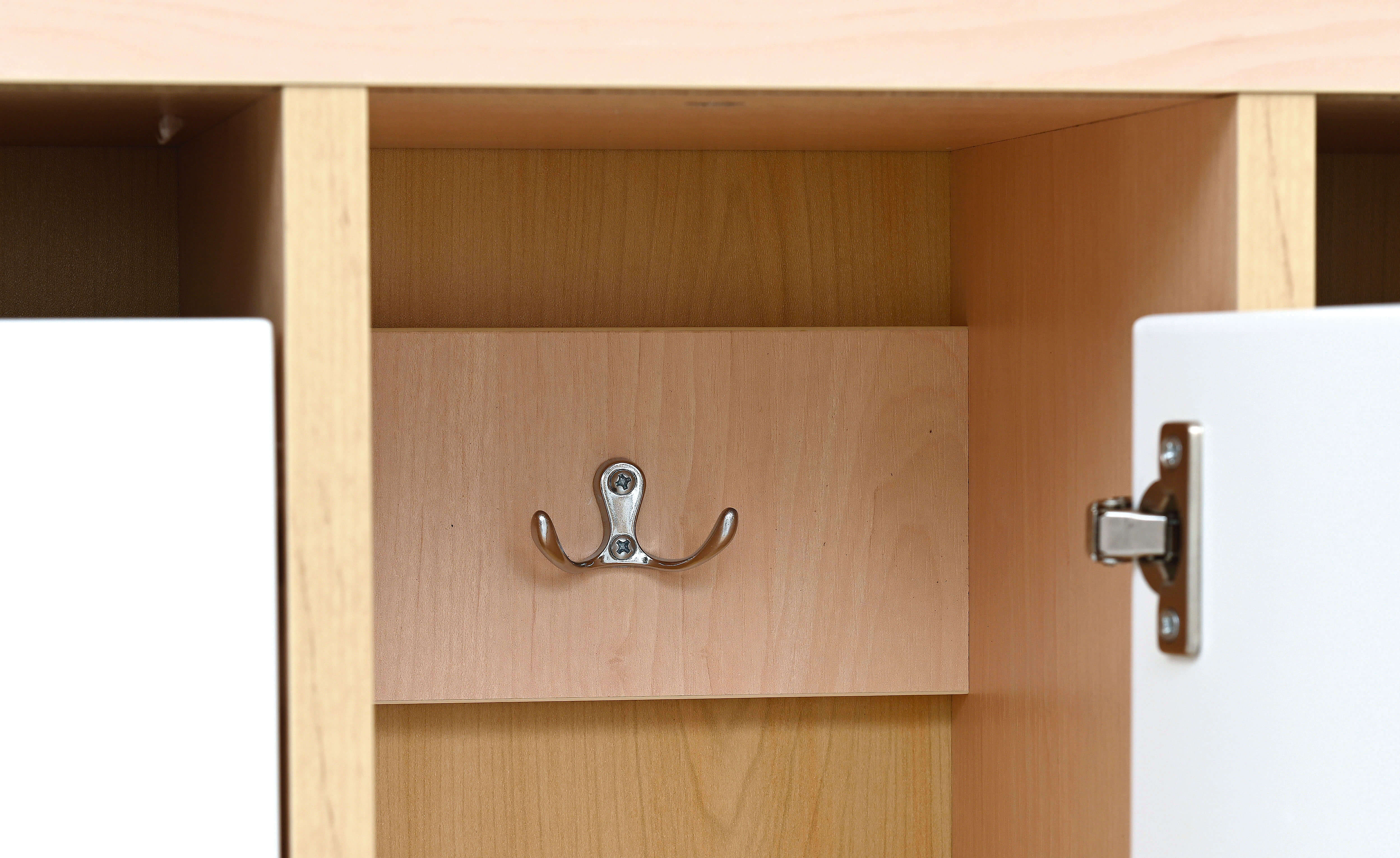 platzsparende Garderobe Mariposa mit Bank, Konfigurierbar - Versch. Farben Und Größen. Geeignet für Kita, Kindergarten und Schule.