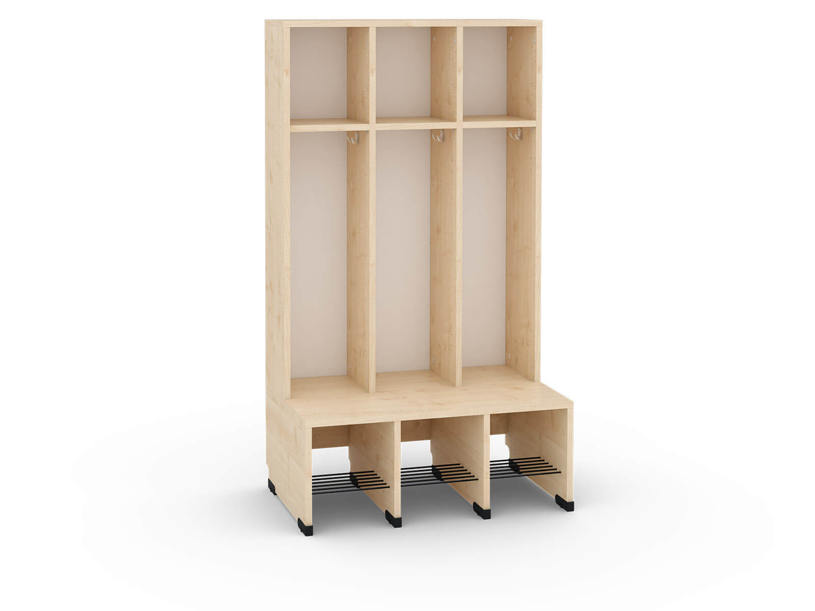 Garderobe Bubble-Serie mit Bank, Konfigurierbar - versch. Farben. Geeignet für Kita, Kindergarten und Schule.