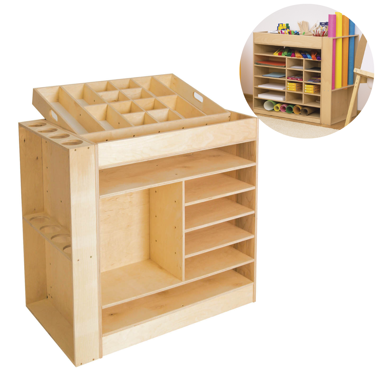 Doppelseitiger multifunktionaler Bastelschrank für Kunst-Accessories