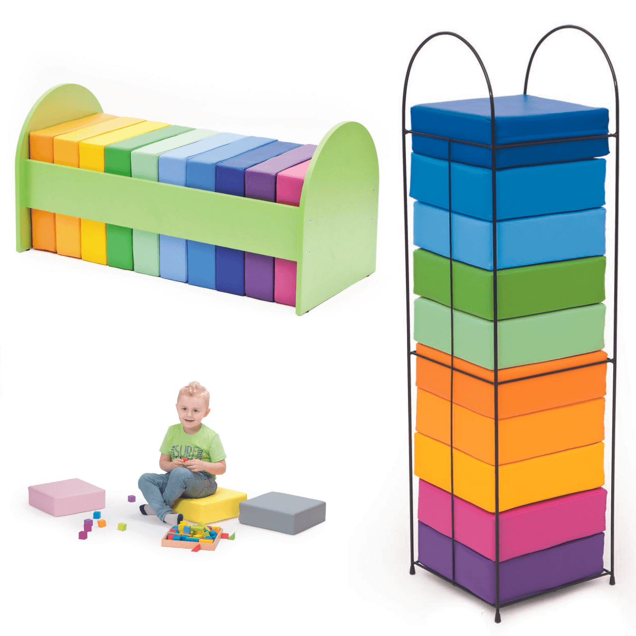 Quadratisches Sitzkissen(30x30x10cm) aus Kunstleder - Gestell zum aufbewahren & versch. Farben